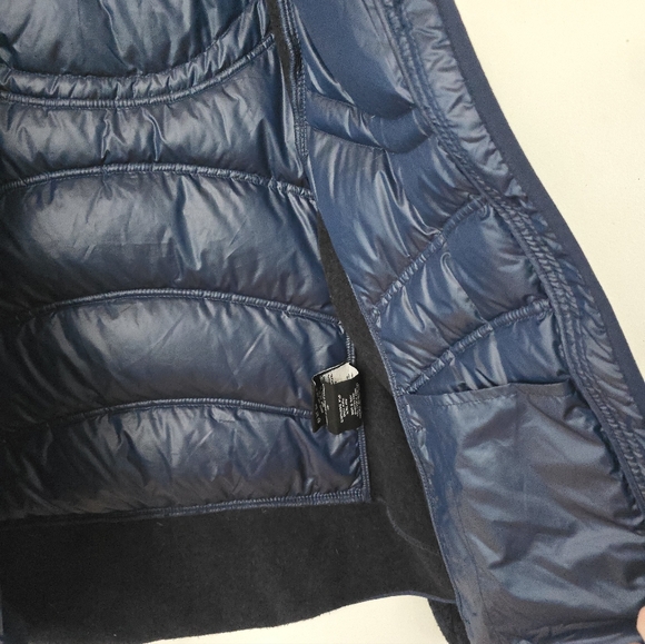 London Fog Women's Size Large Jacket Blue Puffer Sweater Down Thumbholes - Picture 2 of 13